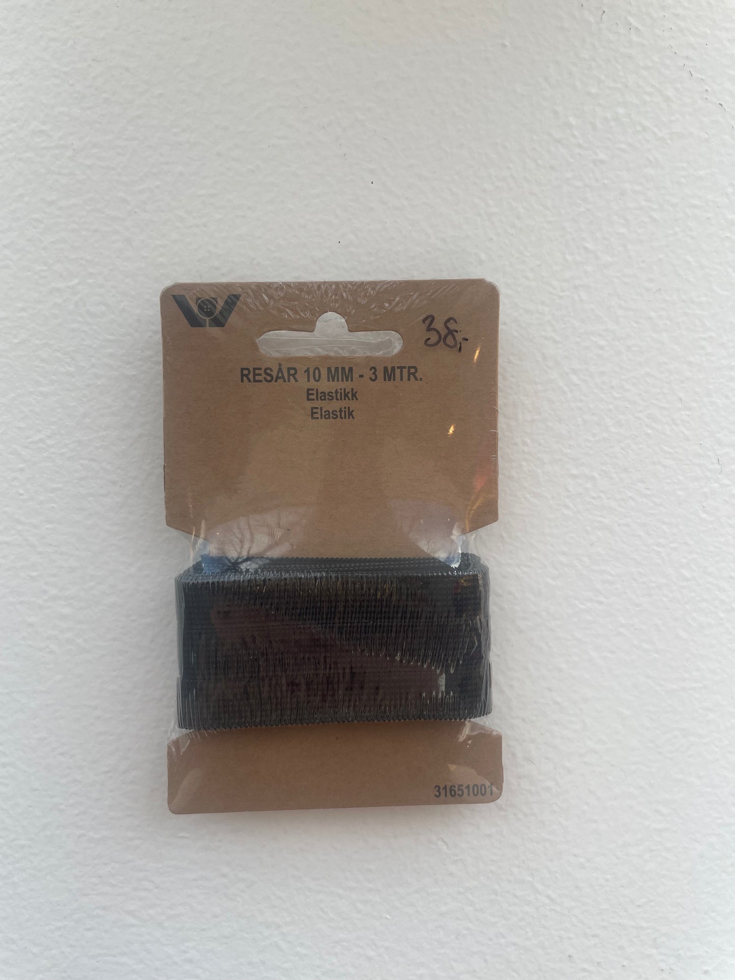 Elastik svart - 10mm